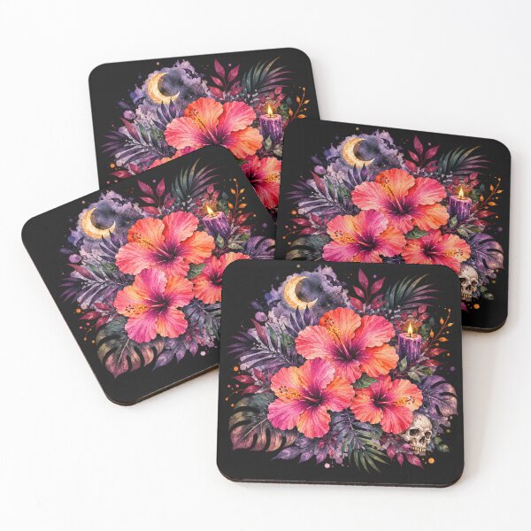 Item preview, Moonlit Tropical Hibiscus | Gothic Halloween Art designed and sold by IamNolmo.