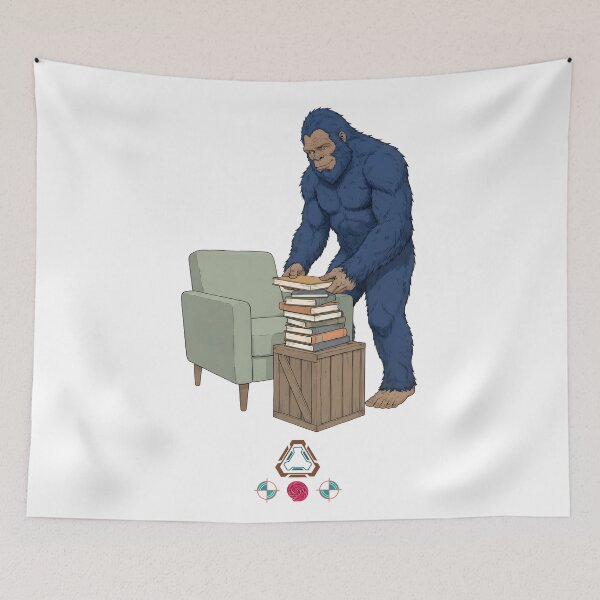 Item preview, The Bibliophile Sasquatch: Blue Bigfoot Reading Nook designed and sold by Whimsy Trail Co.