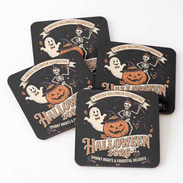 Item preview, Vintage Halloween Celebration 2026 Skeleton Ghost designed and sold by DarkOriginArts.