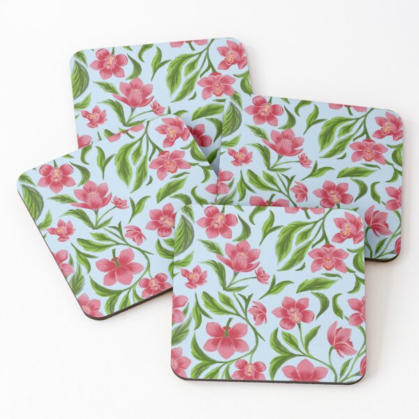 Item preview, Pink Orchid and Green Leaves Seamless Pattern designed and sold by LafinaArt.