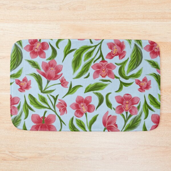 Item preview, Pink Orchid and Green Leaves Seamless Pattern designed and sold by LafinaArt.