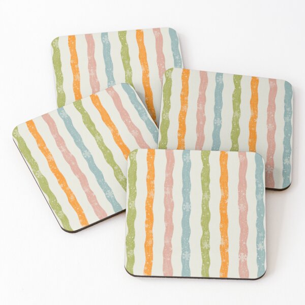 Item preview, Pastel Retro Winter Snowflakes Wavy Stripes Pattern designed and sold by LafinaArt.