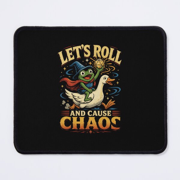 Item preview, Let's Roll and Cause Chaos Frog Wizard Riding Goose Fantasy Design designed and sold by MiALopezArt.