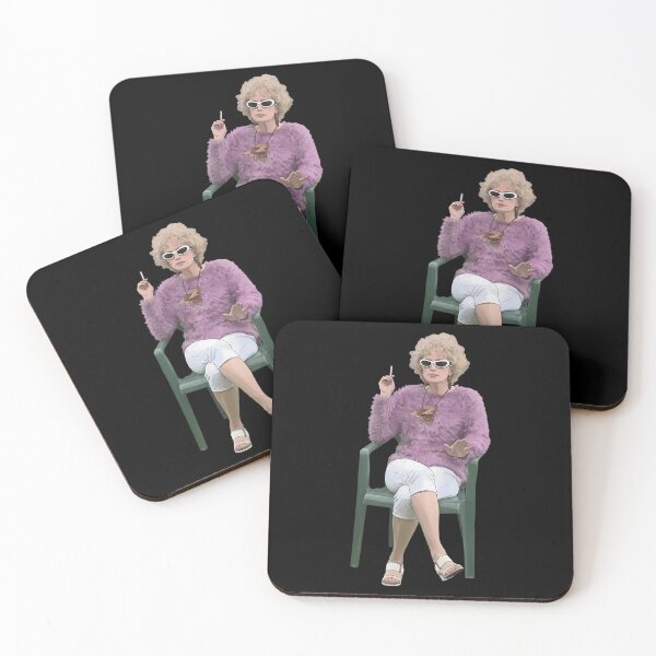 Item preview, Woman in Purple Cardigan and Shades on Chair designed and sold by saresublete.