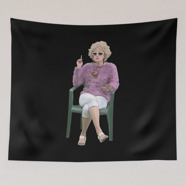 Item preview, Woman in Purple Cardigan and Shades on Chair designed and sold by saresublete.