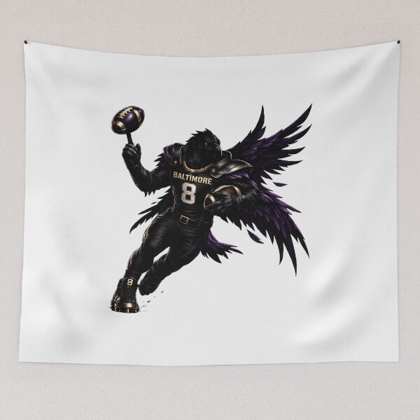Item preview, Dark Raven Football Warrior With Purple Wings designed and sold by ShellyBar80895.