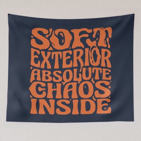 Item preview, Soft Exterior Absolute Chaos Inside - Funny Retro Groovy Design (Orange Text) designed and sold by RetroNeon.