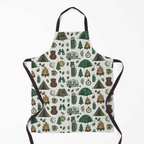 Item preview, Retro Hand-Drawn Camping and Hiking Seamless Pattern designed and sold by GabeMountainArt.