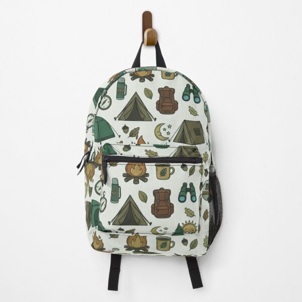 Item preview, Retro Hand-Drawn Camping and Hiking Seamless Pattern designed and sold by GabeMountainArt.