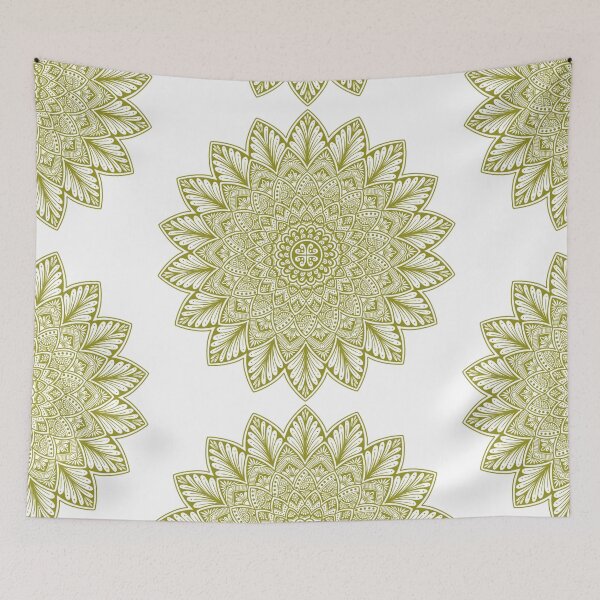 Item preview, Olive Green Floral Mandala Boho Pattern designed and sold by Nehahabib.