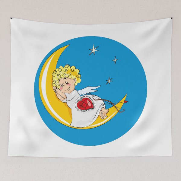 Item preview, Cute Sleeping Angel on the Moon designed and sold by Ekaterina  Biserova.