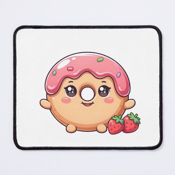 Item preview, Cute Kawaii Strawberry Glazed Donut Sticker designed and sold by ChibiPCStudio.