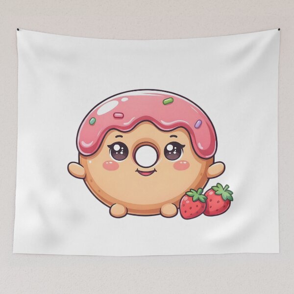 Item preview, Cute Kawaii Strawberry Glazed Donut Sticker designed and sold by ChibiPCStudio.