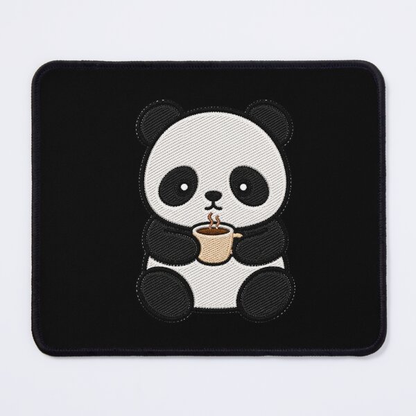 Item preview, Sleepy Panda Drinking Coffee Kawaii Embroidery Patch designed and sold by ColorSplash123.