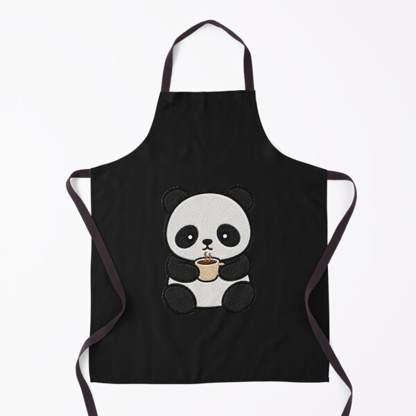 Item preview, Sleepy Panda Drinking Coffee Kawaii Embroidery Patch designed and sold by ColorSplash123.