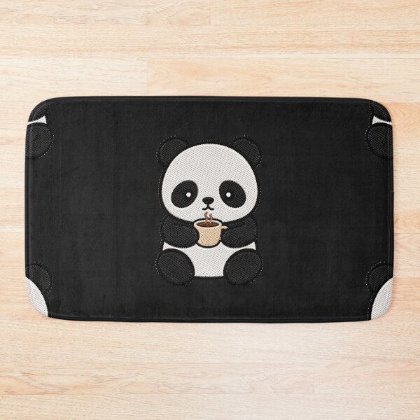 Item preview, Sleepy Panda Drinking Coffee Kawaii Embroidery Patch designed and sold by ColorSplash123.