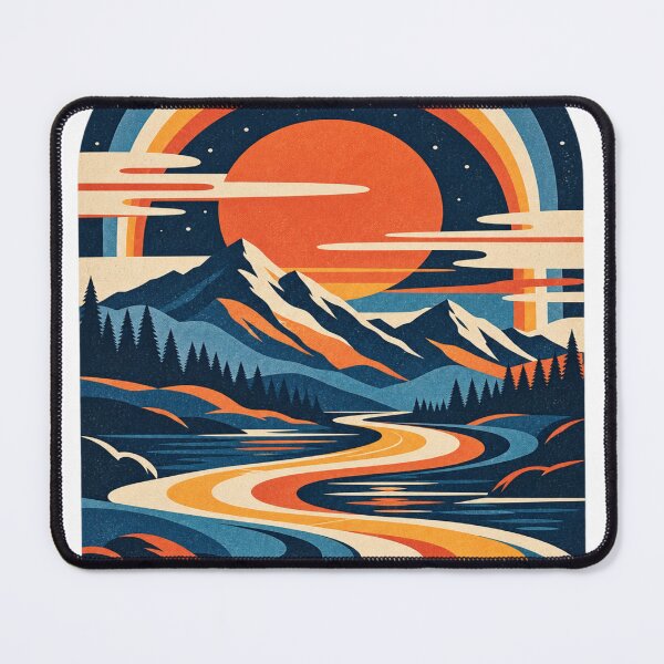 Item preview, Retro Mountain Sunset Landscape Vintage Design designed and sold by PotatoMarket.