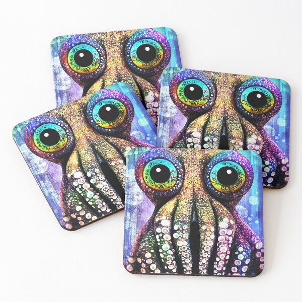 Item preview, Psychedelic Rainbow Giant Squid Illustration with Huge Eyes & Tentacles designed and sold by Wandering Mind.