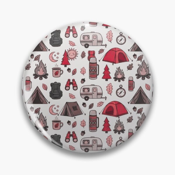 Item preview, Retro Hand-Drawn Camping and Hiking Seamless Pattern designed and sold by GabeMountainArt.