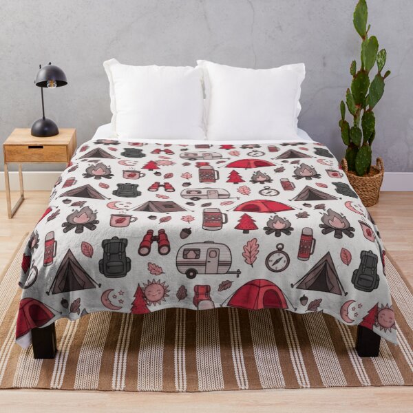 Item preview, Retro Hand-Drawn Camping and Hiking Seamless Pattern designed and sold by GabeMountainArt.