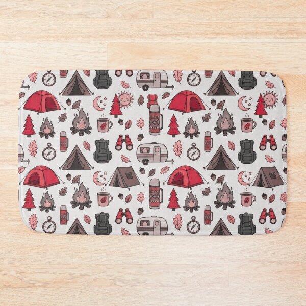 Item preview, Retro Hand-Drawn Camping and Hiking Seamless Pattern designed and sold by GabeMountainArt.