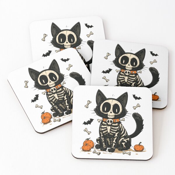 Item preview, Cat skeleton in Halloween light designed and sold by filou designs.