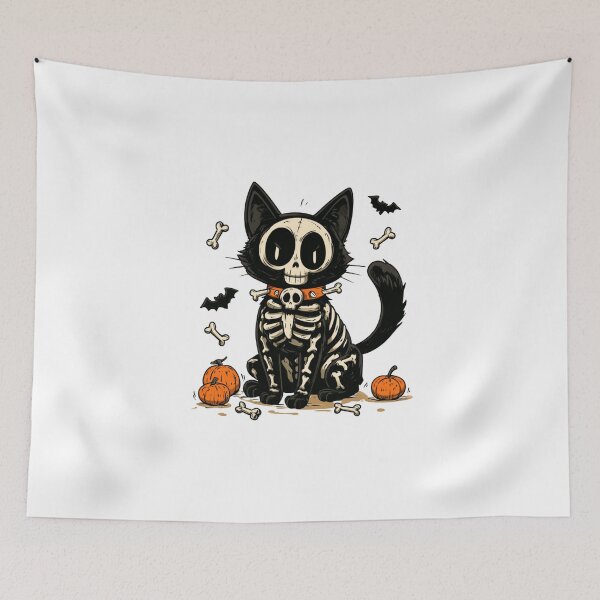 Item preview, Cat skeleton in Halloween light designed and sold by filou designs.