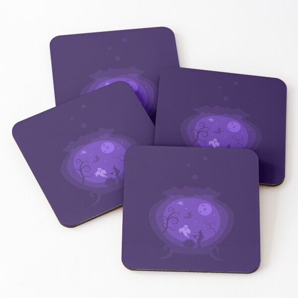 Item preview, Halloween Witches Brewing Magic Under Purple Moon designed and sold by CozyLittleShop.