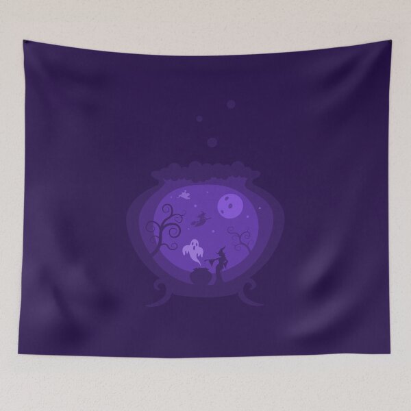 Item preview, Halloween Witches Brewing Magic Under Purple Moon designed and sold by CozyLittleShop.