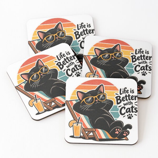 Item preview, Funny Black Cat Retro Summer Sticker designed and sold by DI RTNA Shop .