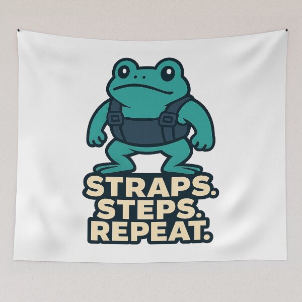 Item preview, Frog Rucker Straps Steps Repeat Gear Head Graphic designed and sold by Ainbowz-Artwork.