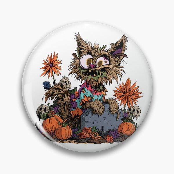 Item preview, Halloween Brown ZombieCat in the pumpkin garden designed and sold by filou designs.