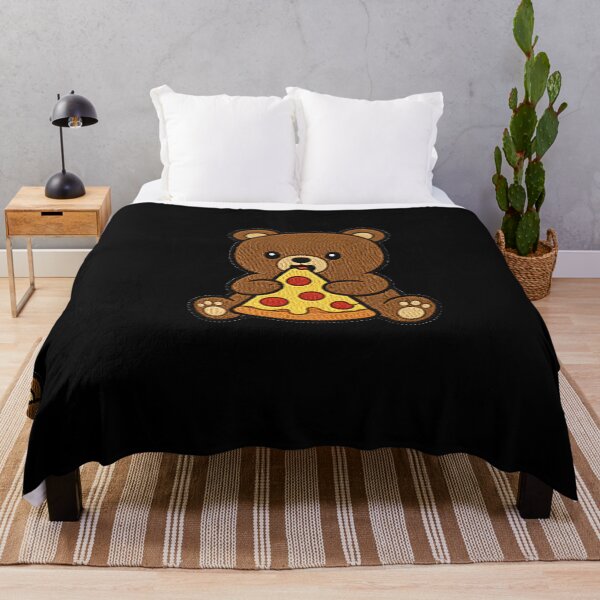 Item preview, Funny Bear Eating Pizza Kawaii Embroidery Patch designed and sold by ColorSplash123.