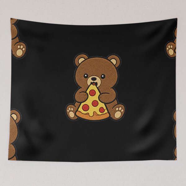 Item preview, Funny Bear Eating Pizza Kawaii Embroidery Patch designed and sold by ColorSplash123.