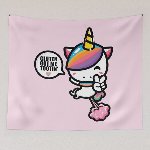 Item preview, Gluten Got Me Tootin Funny Kawaii Farting Unicorn designed and sold by artworkathome.