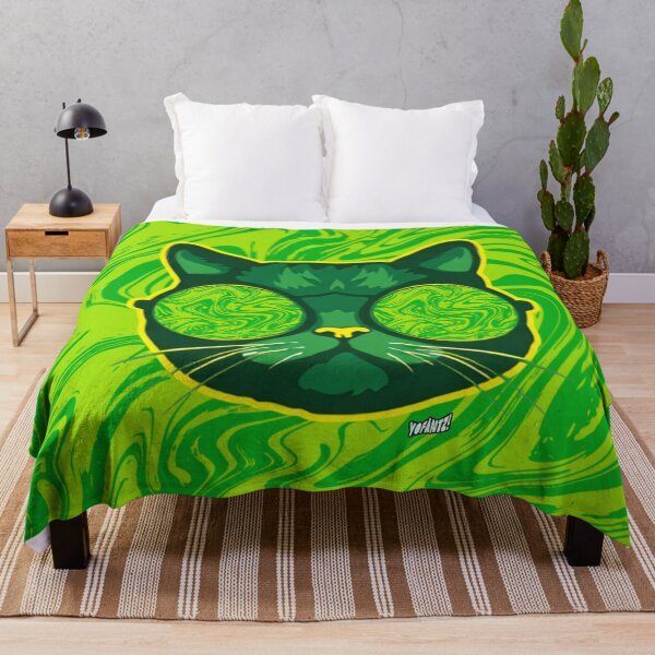 Item preview, Psychedelic Cat with Trippy Sunglasses Neon Green designed and sold by YOFANTZ!.