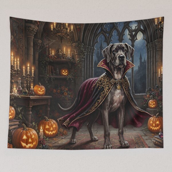 Item preview, Gothic Vampire Great Dane Halloween Art | Haunted Castle Dog designed and sold by cr6zym1nd.