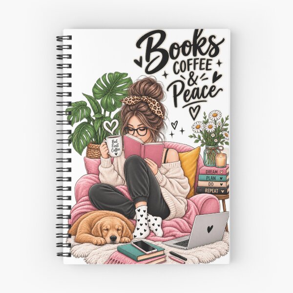 Item preview, Books Coffee & Peace | Cozy Reading Girl T-Shirt designed and sold by ✨ Daily Vibe Studio ✨.