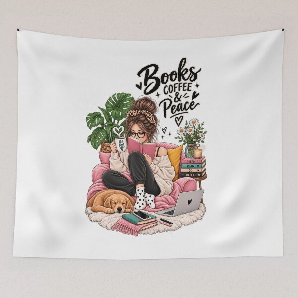 Item preview, Books Coffee & Peace | Cozy Reading Girl T-Shirt designed and sold by ✨ Daily Vibe Studio ✨.