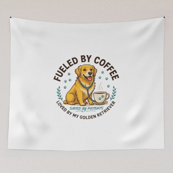 Item preview, ​Fueled by Coffee Saved by Patients Golden Retriever designed and sold by Petpixy.