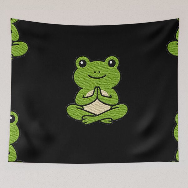 Item preview, Cute Frog Doing Yoga Kawaii Embroidery Patch designed and sold by ColorSplash123.