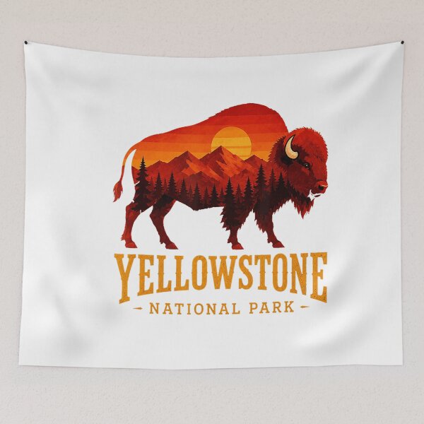 Item preview, Yellowstone National Park Bison Mountain Sunset designed and sold by VioletNance.