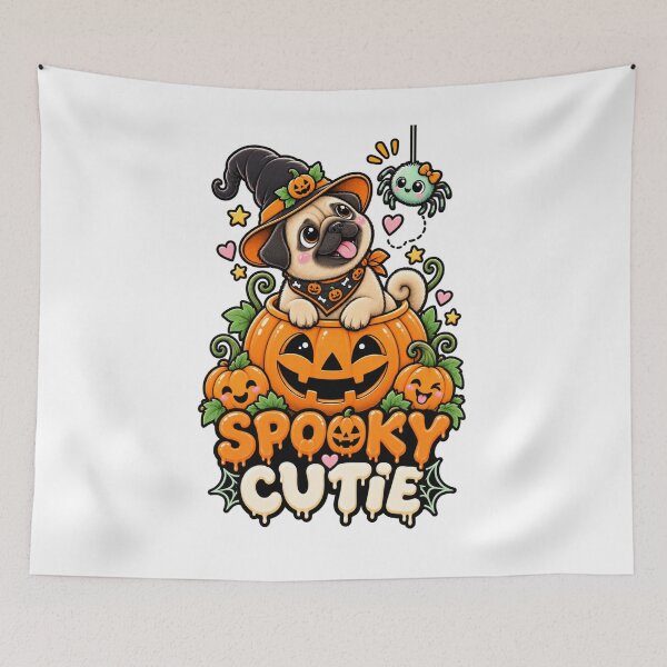 Item preview, Spooky Cutie Halloween Pug | Cute Pumpkin Pug Witch Hat Gift designed and sold by KnrNazimTHRE4DS.