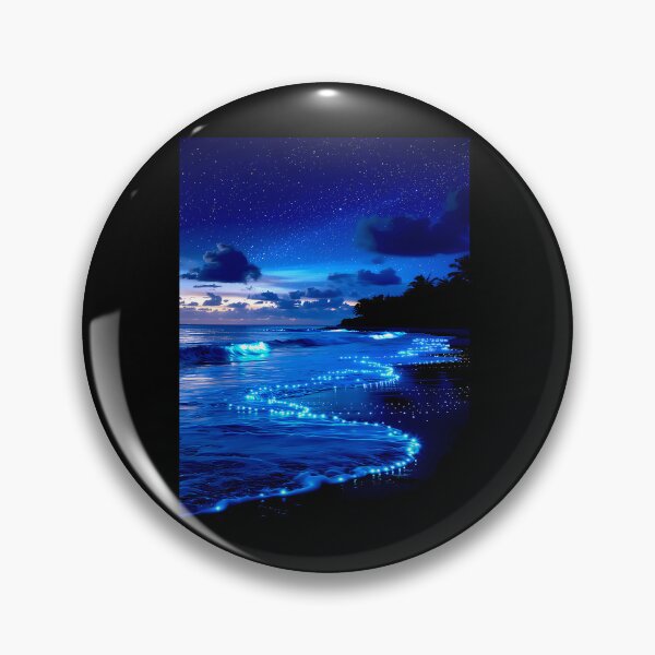 Item preview, Bioluminescent Beach Under Starry Night Sky designed and sold by Level3Visualsd.