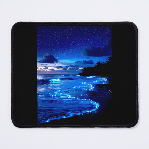 Item preview, Bioluminescent Beach Under Starry Night Sky designed and sold by Level3Visualsd.