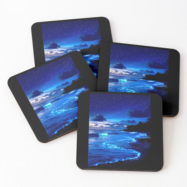 Item preview, Bioluminescent Beach Under Starry Night Sky designed and sold by Level3Visualsd.