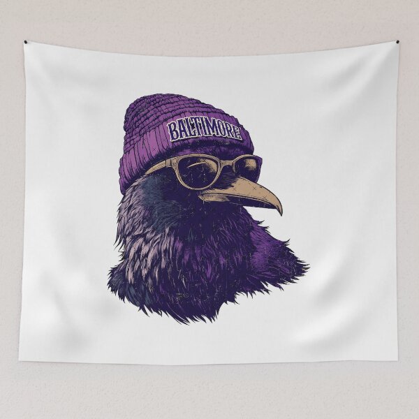 Item preview, Purple Raven Portrait With Urban Streetwear Attitude designed and sold by Cassandra56957.