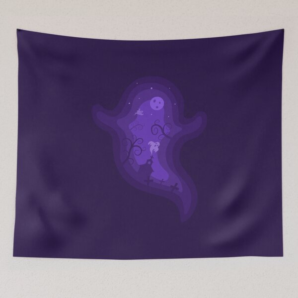 Item preview, Spooky Halloween Ghost Under a Purple Moon designed and sold by CozyLittleShop.