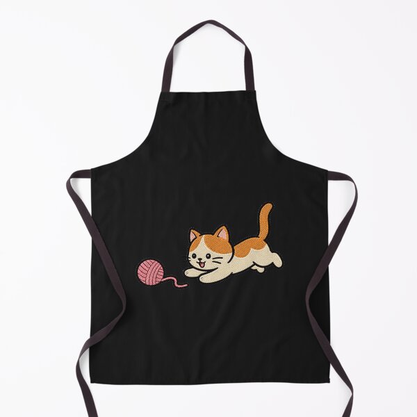 Item preview, Funny Cat Chasing Yarn Kawaii Embroidery Patch designed and sold by ColorSplash123.