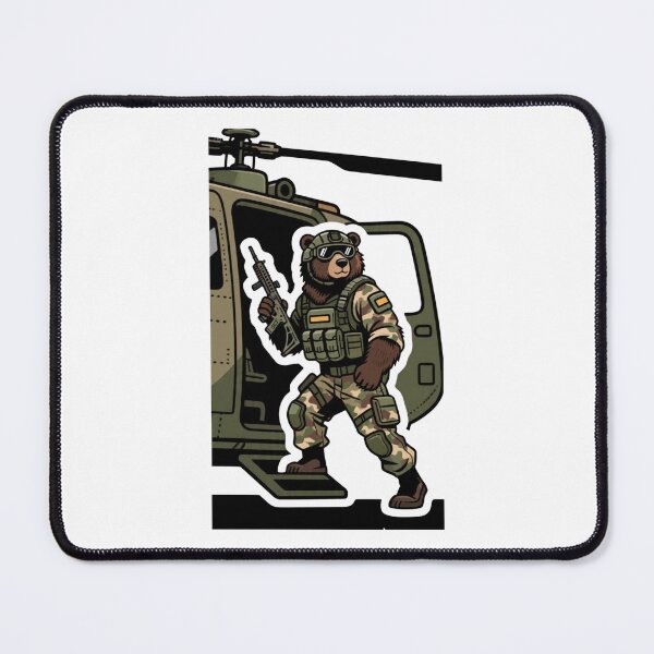 Item preview, Tactical Bear Soldier - Kawaii Military Helicopter Chibi Art designed and sold by carestazafeli.